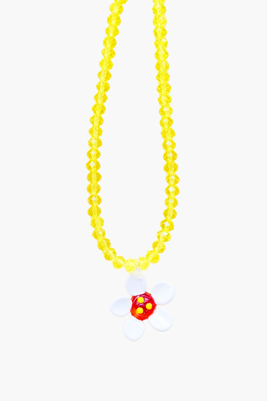 Small White Flower & Yellow Beads